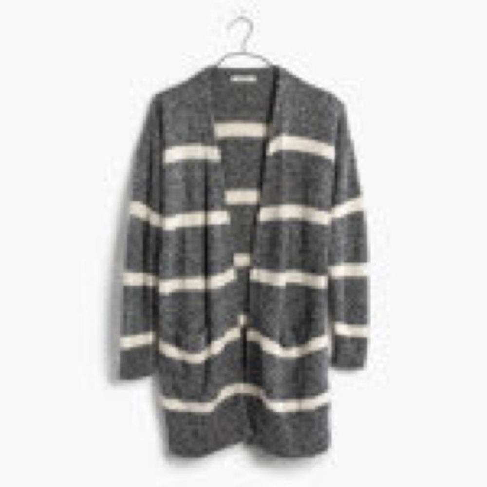 Madewell striped open cardigan sweater
size: large
color: marled pepper